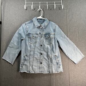LOGO by Lori Goldstein Jeans Jacket Womens Size 2 Blue 3/4 Sleeve